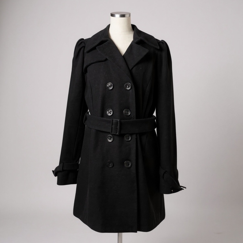 Jan Kuperus Wool Blend Double Breasted Belted Coat Peacoat Trench UK 14 / EU 42